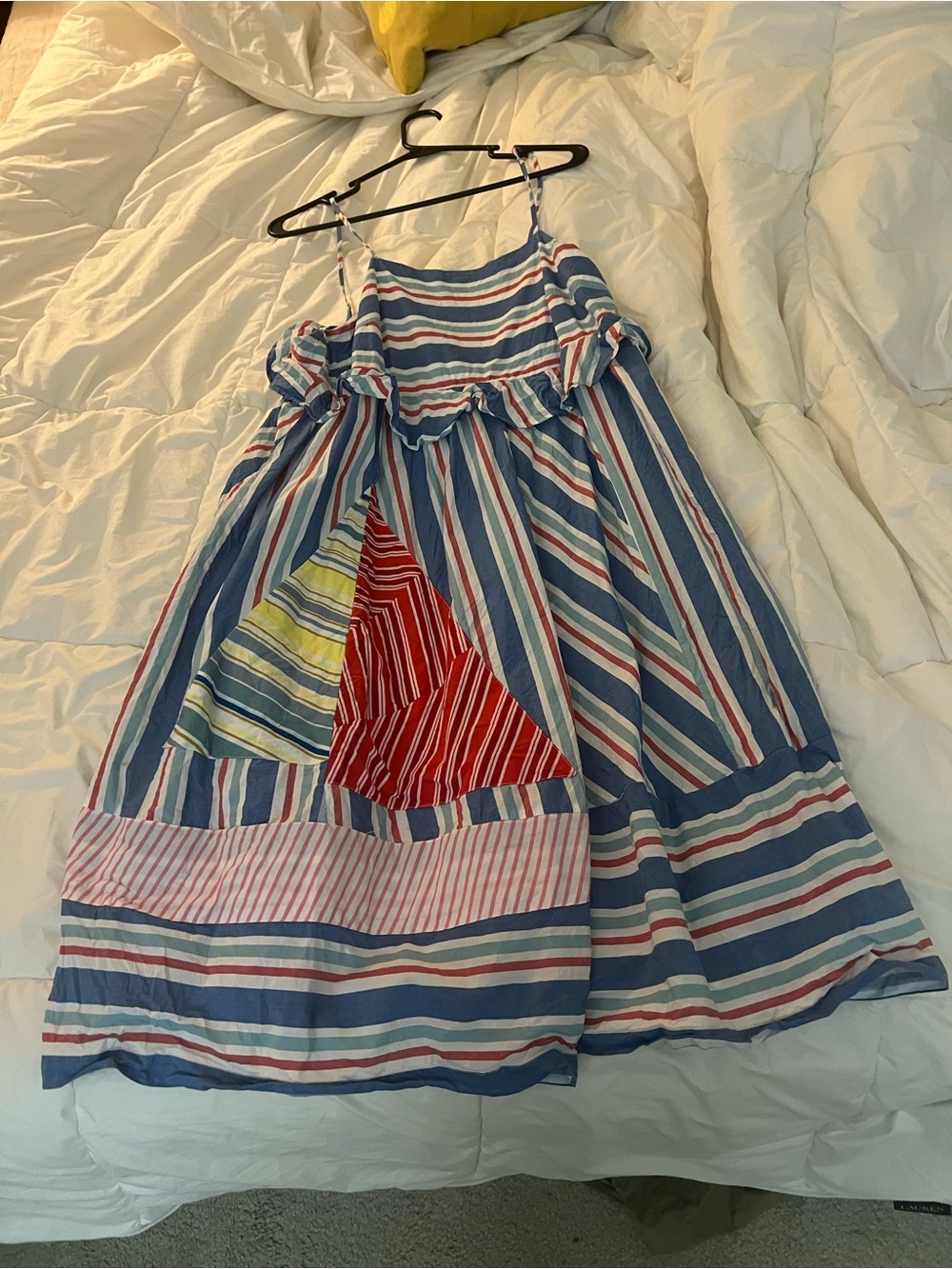 Anthropologie Blue, Red, Yellow & White Striped Midi Dress